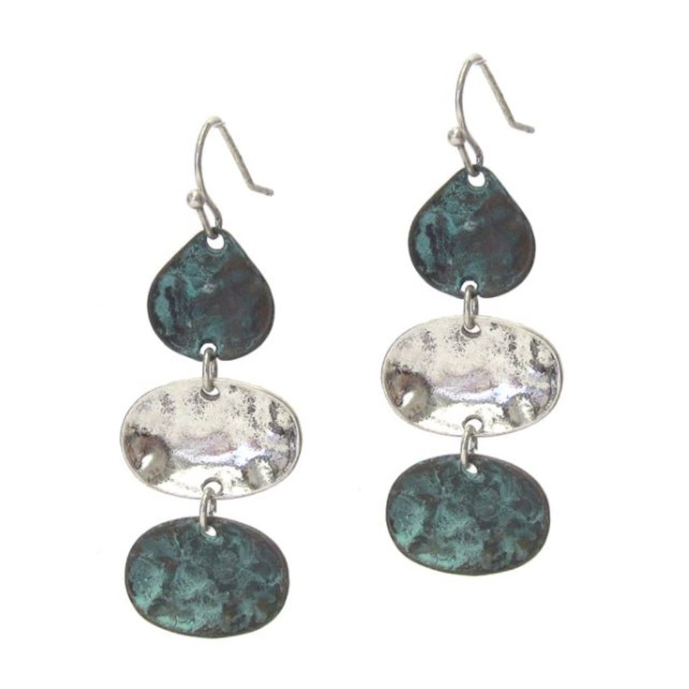 Patina Disc Drop Earrings
